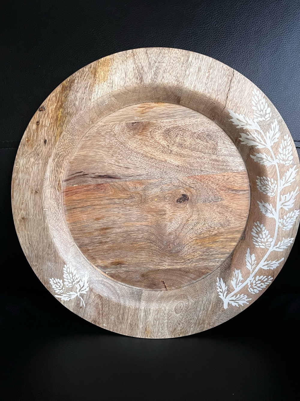 Decorative Round Wood 13” Tray